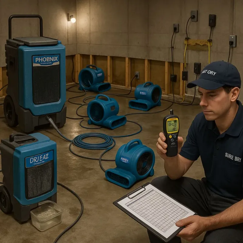 Structural Drying and Dehumidification process in Anoka, MN